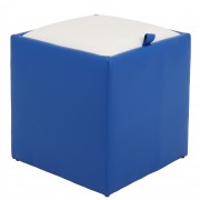 Taburet Box imitatie piele - albastru/alb